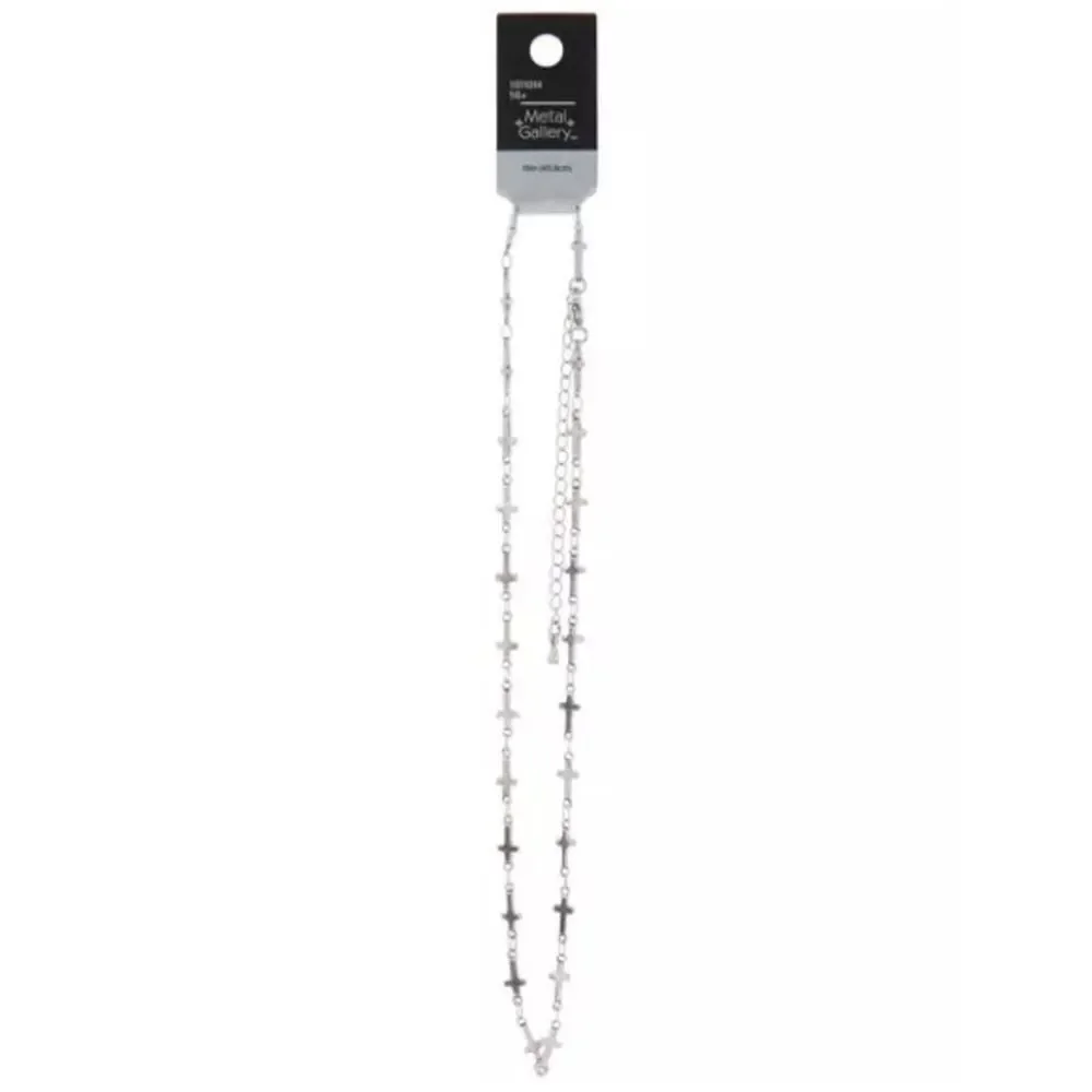 New 16” Silver Cross Link Necklace - Women's Religious Jewelry